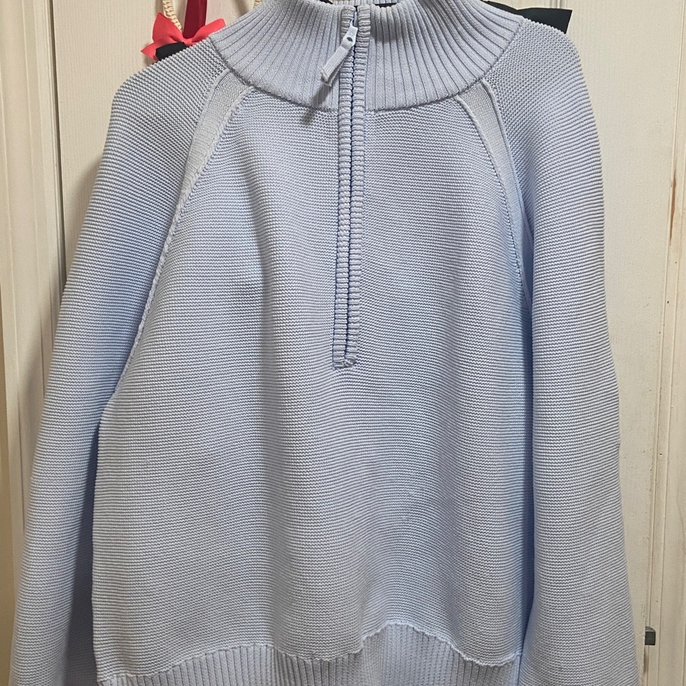 Aerie Men's Zip Up Sweater in Soft Blue